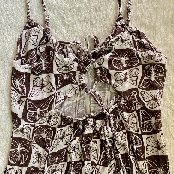 Brown & White Butterfly Checkerboard Midi Dress by Wild Fable – Size XS/S - Picture 12 of 12